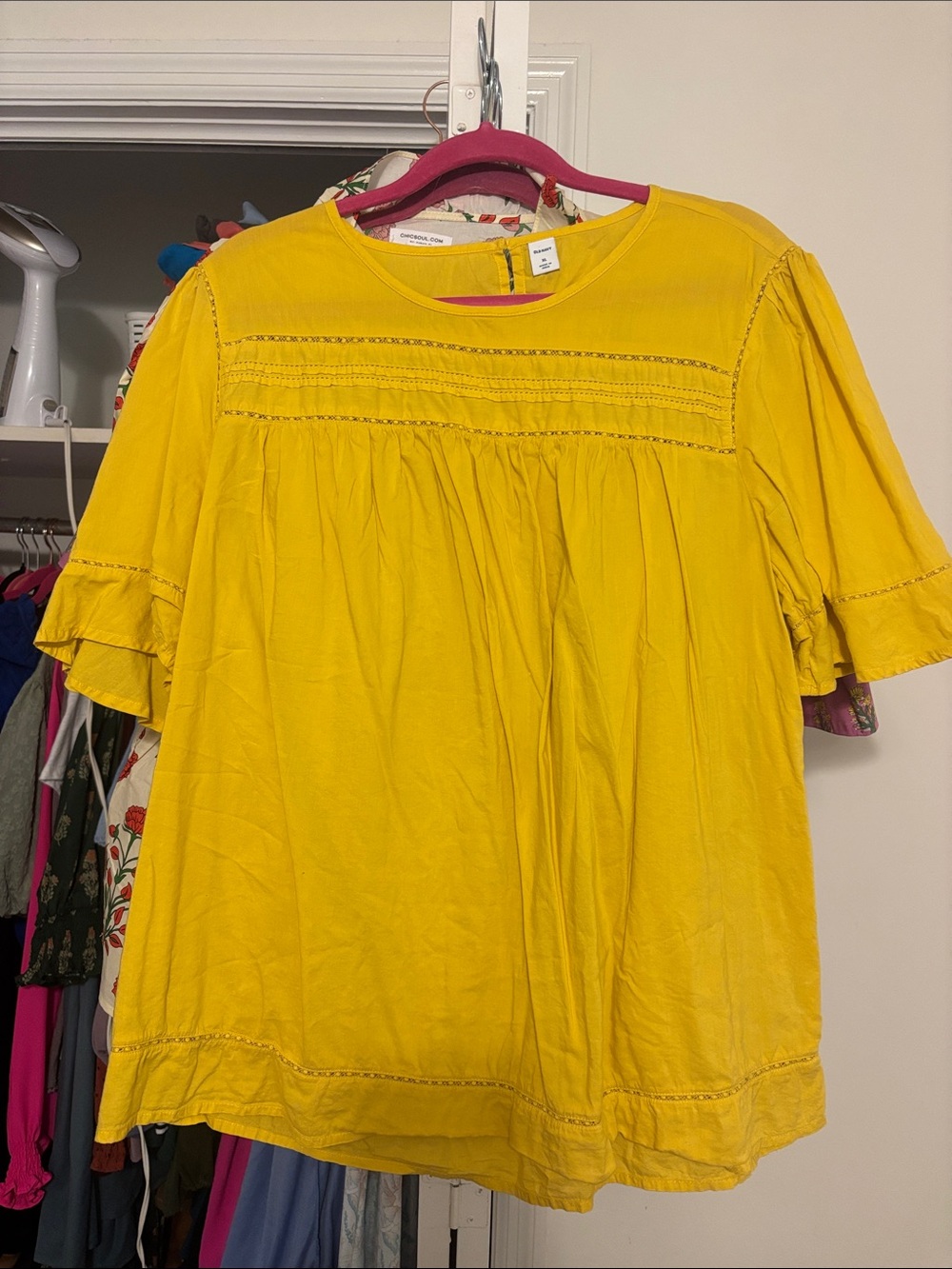Old Navy Yellow Flutter-Sleeve Peasant Top
